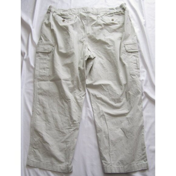 Women LL Bean Cotton Cargo 100% Cotton Khaki Pants Sz 46W x 28 in (WP260) - Picture 2 of 7